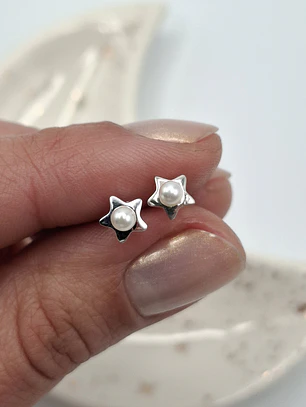 Aros Estrella Perla con Tope