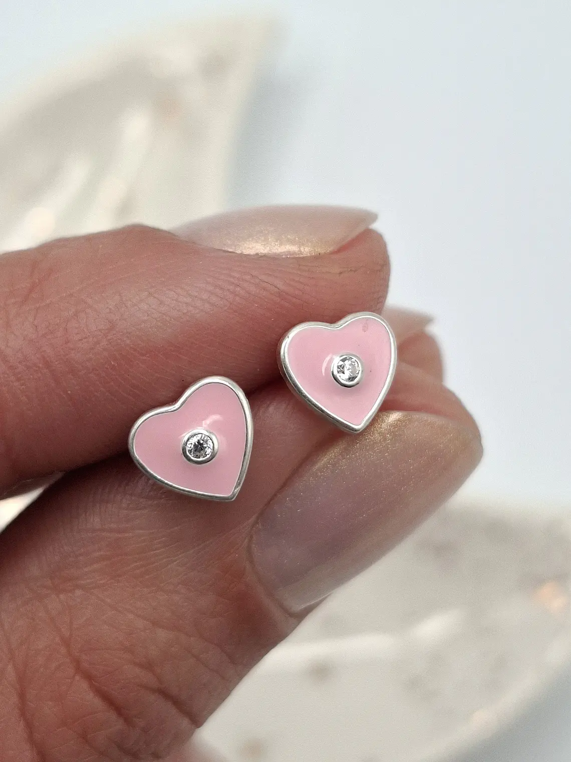 Aros Corazón Rosa con Tope 1