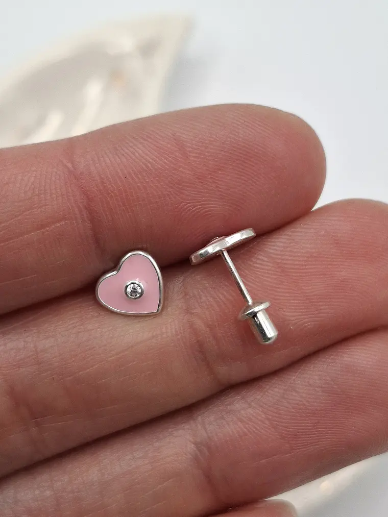 Aros Corazón Rosa con Tope 2