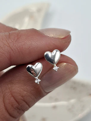 Aros Corazón Destello con Tope