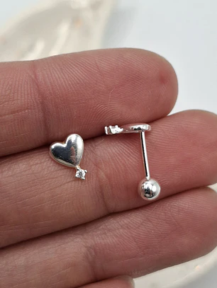 Aros Corazón Destello con Tope