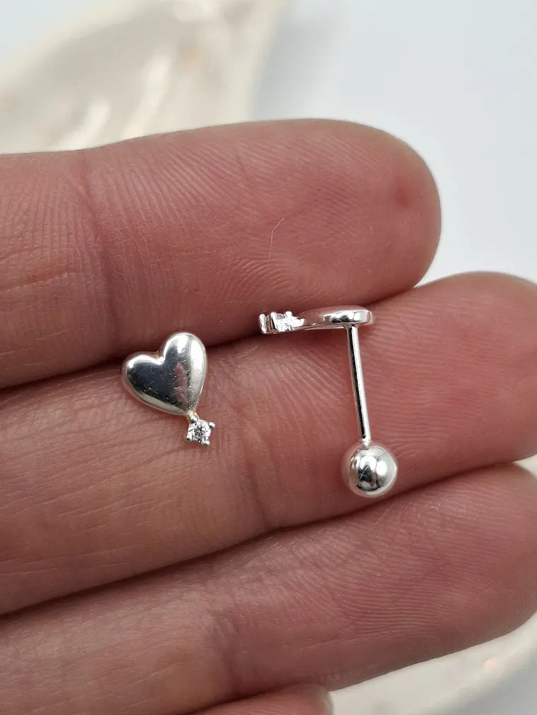 Aros Corazón Destello con Tope 2