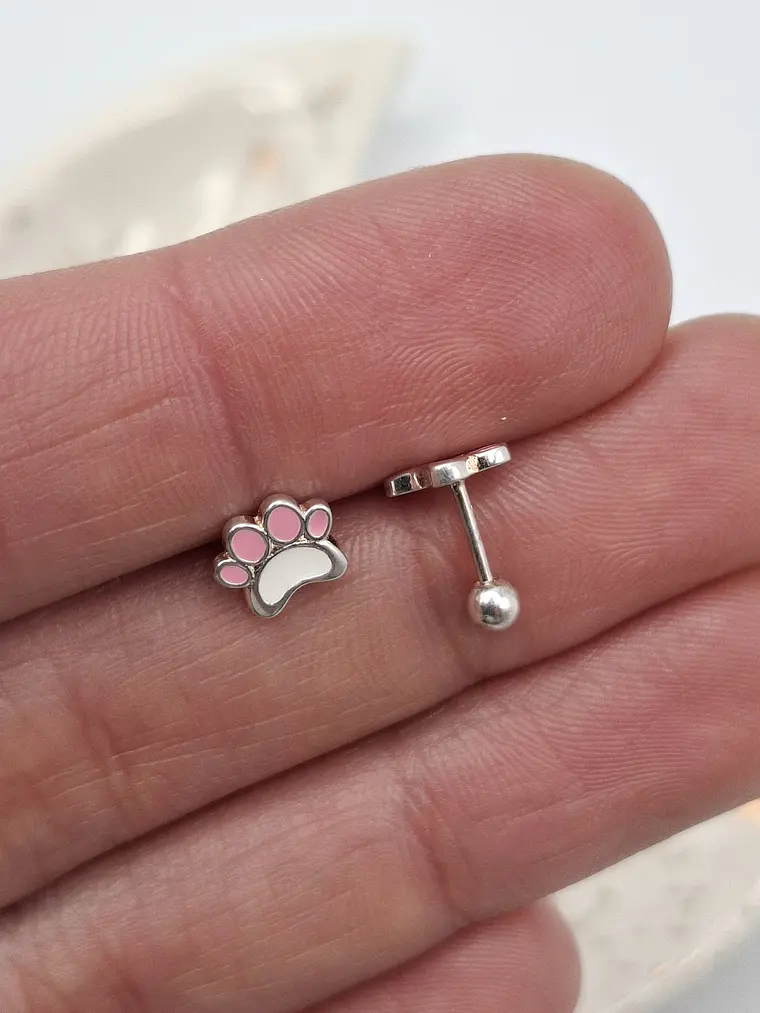 Aros Mini Huellas Rosadas 2