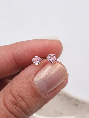 Aros Mini Punto de Luz Rosado con Tope