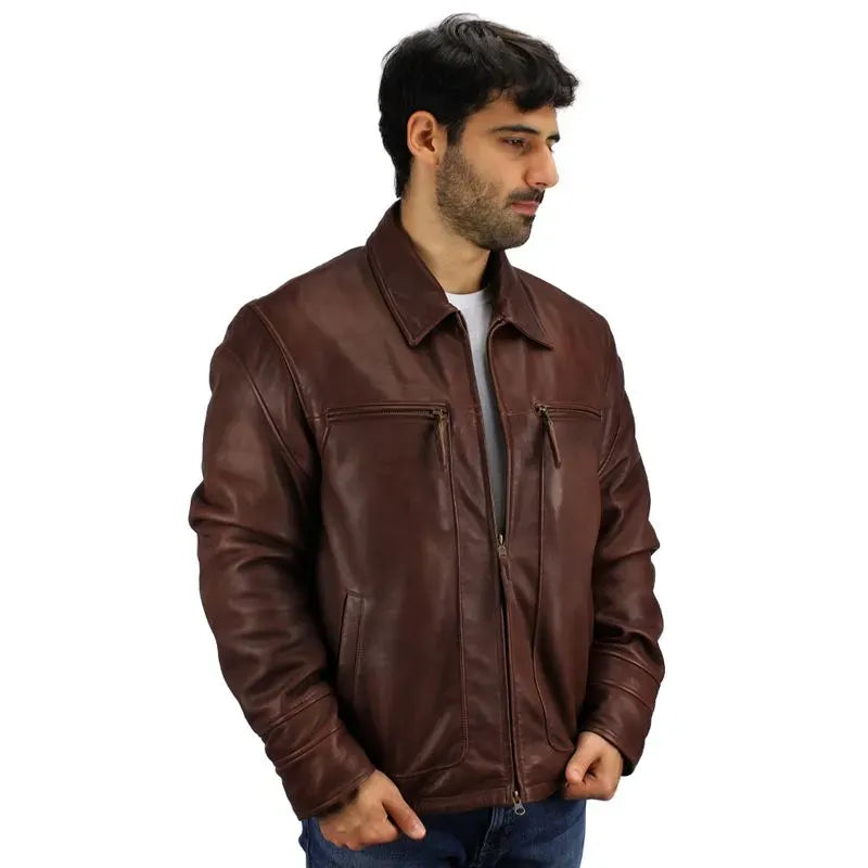 Bruno Ferrini Casaca de cuero para caballero CESAR 4