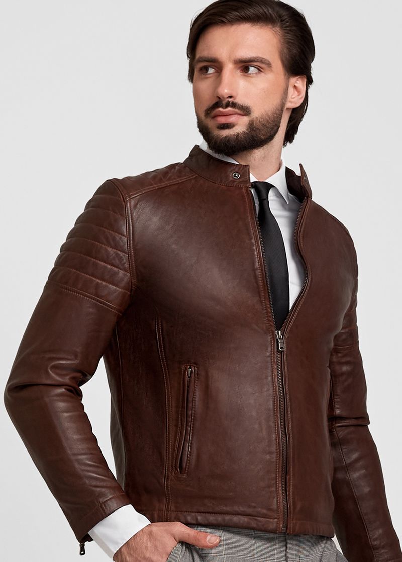 Modern CASACA DE CUERO ESTILO MOTERA 1