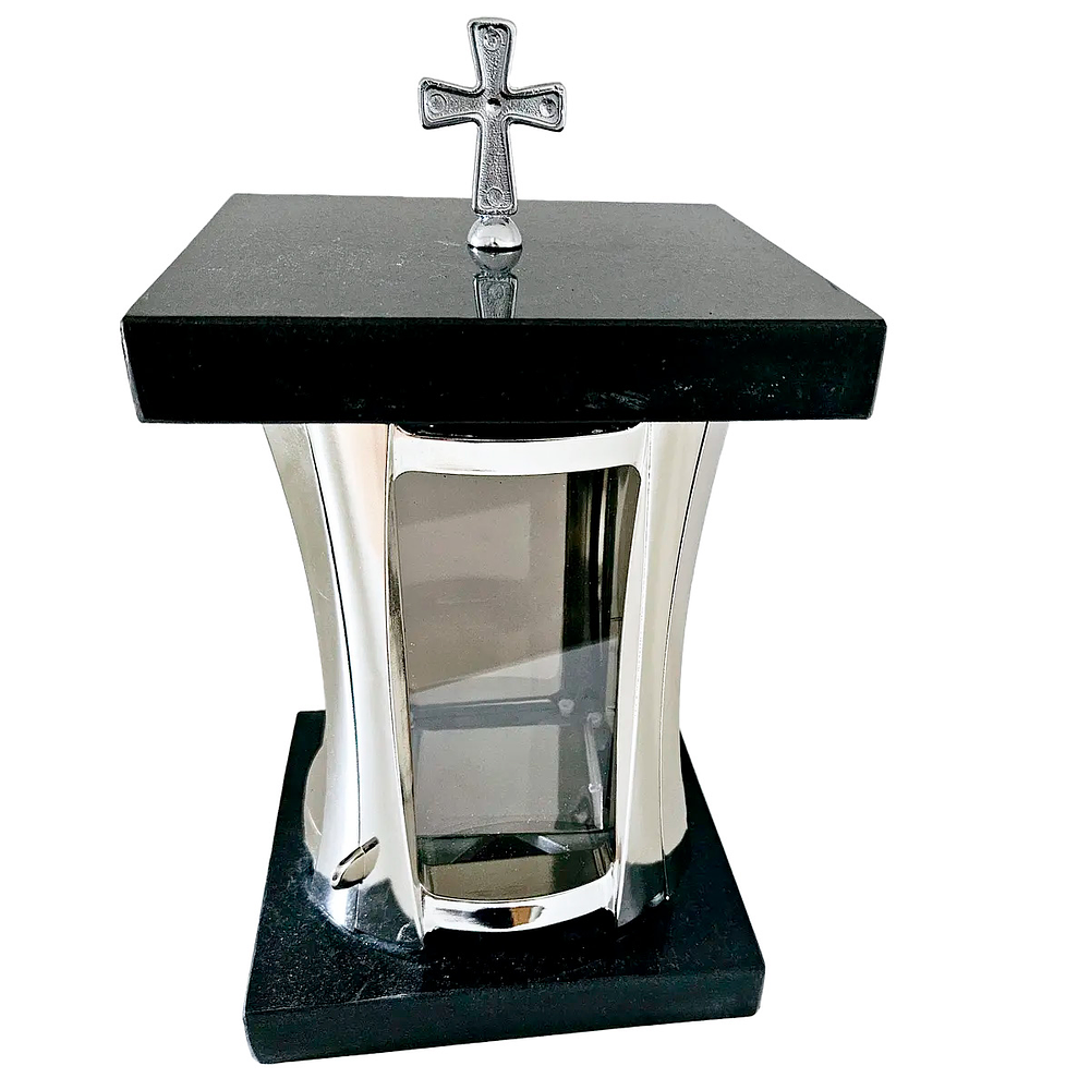 LANTERNA EM BRONZE E PEDRA