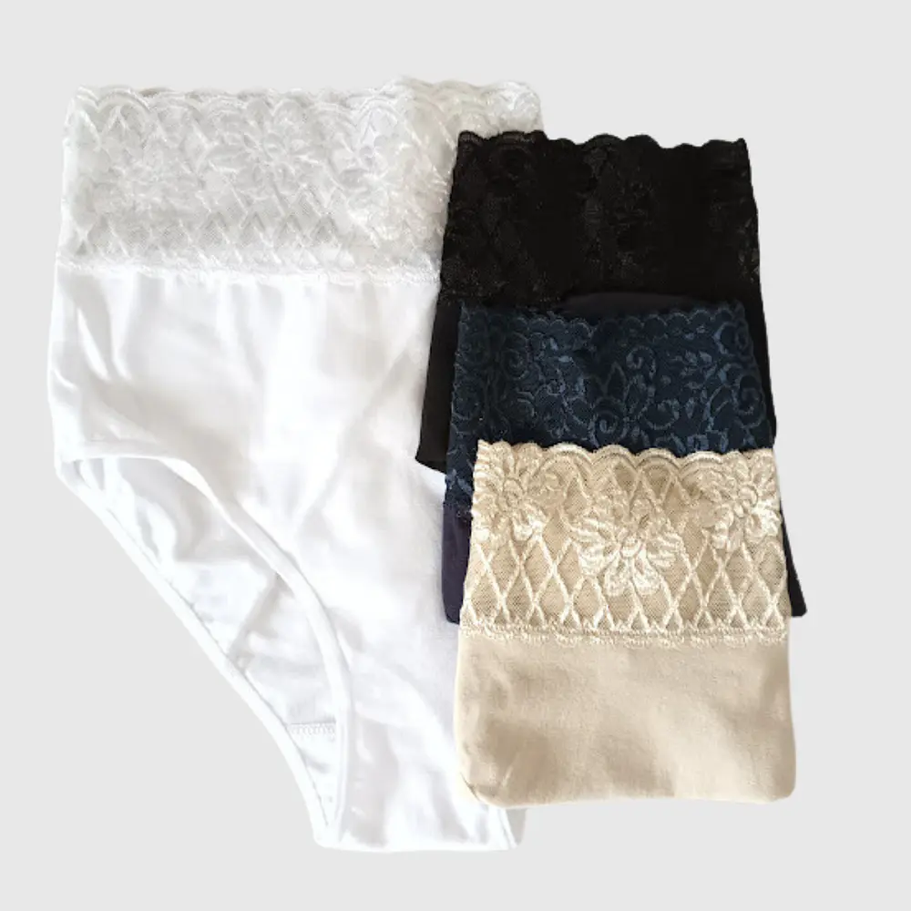 Cueca Alta Senhora Algodão com Renda | Moda Íntima