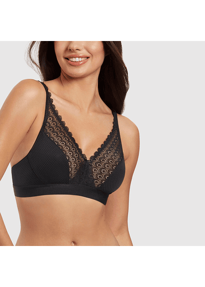 Bralette Rendado Copa B Cloe - Preto