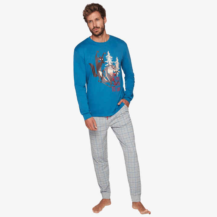 Pijama Homem Cardado Lobo 1