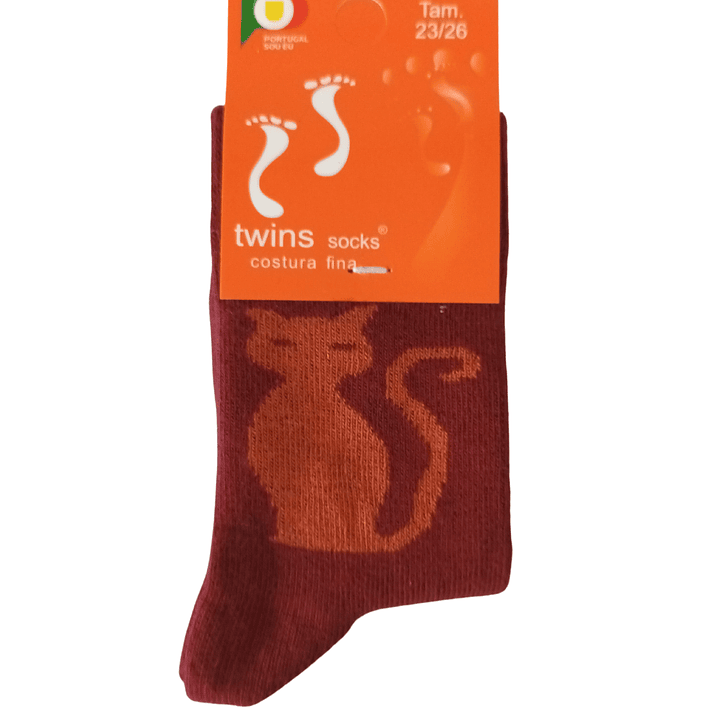 Meias de Algodão Cano Médio Gatos 1