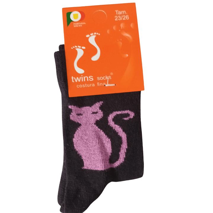 Meias de Algodão Cano Médio Gatos 3