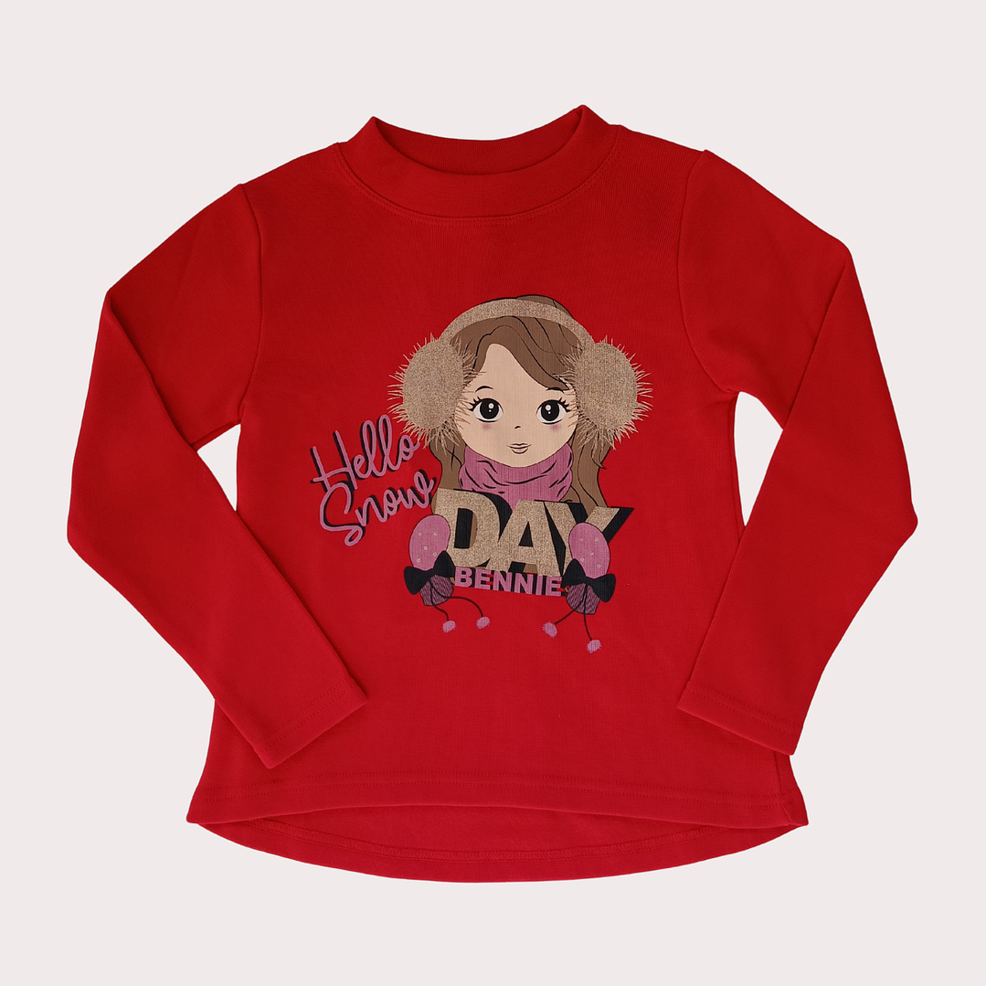 Camisola Algodão Cardado Hello Snow Tam: 6A 1