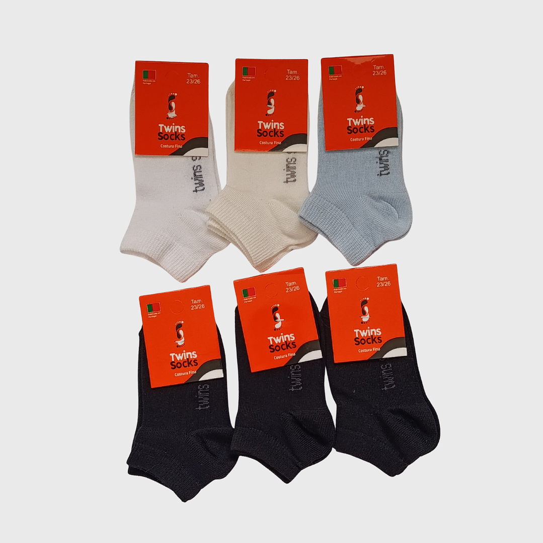 Pack 6 Soquetes Algodão Tam: 23-26 Criança 1