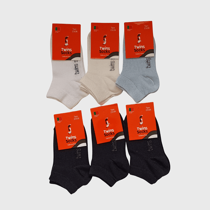 Pack 6 Soquetes Algodão Tam: 23-26 Criança 1