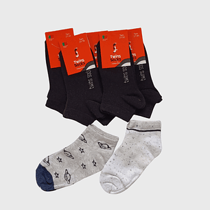 Pack 7 Soquetes Algodão Tam: 27-30 Criança