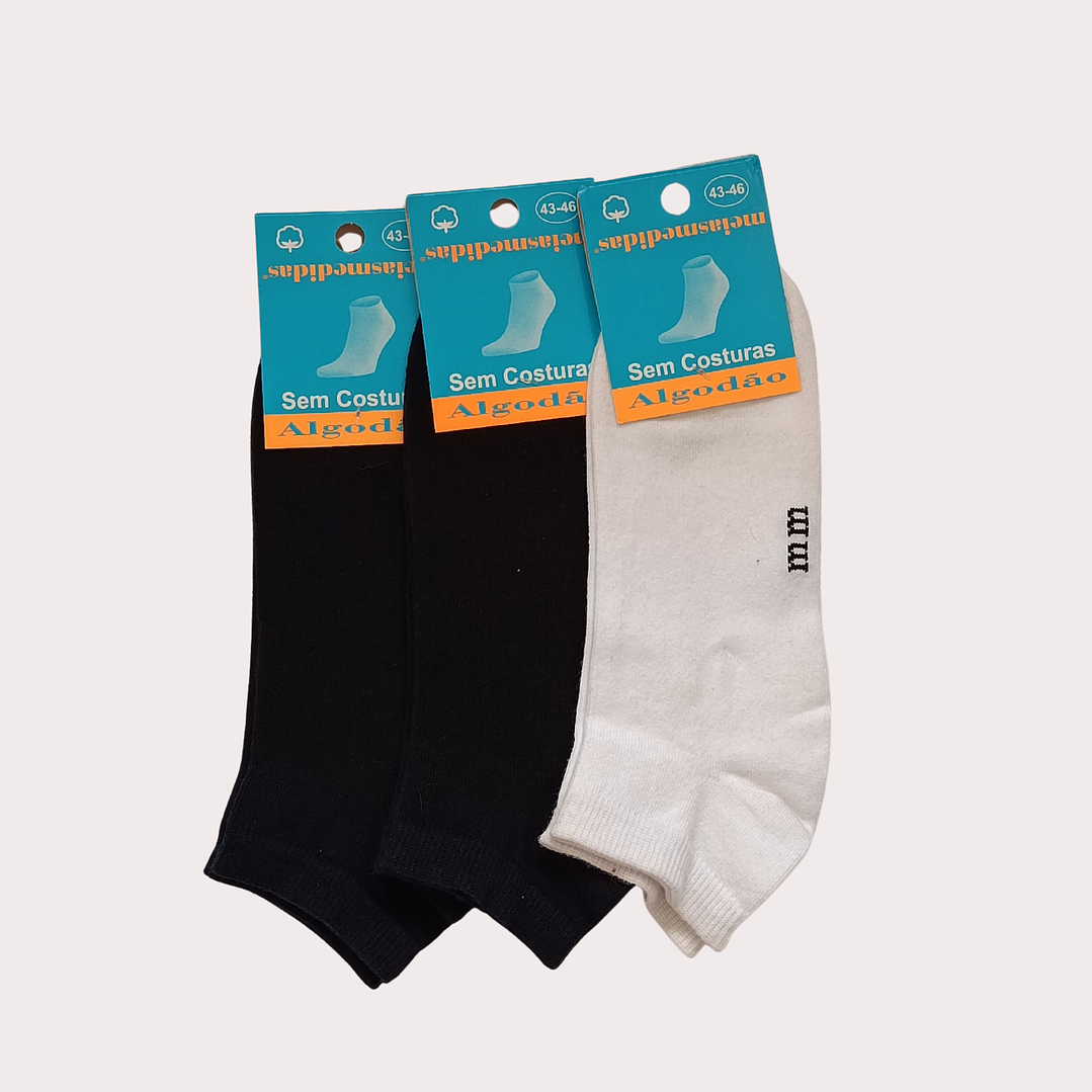 Pack 3 Soquetes Algodão Tam: 43-46 Adulto Cerzido 1
