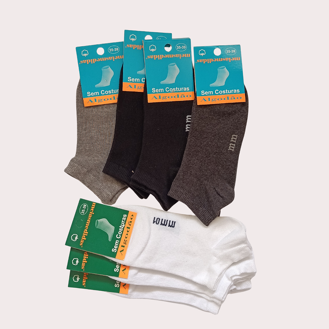Pack 7 Soquetes Algodão Tam: 35-39 Adulto Cerzido 1
