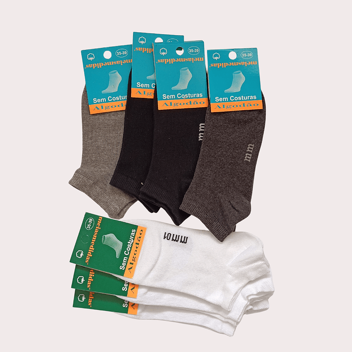 Pack 7 Soquetes Algodão Tam: 35-39 Adulto Cerzido 1