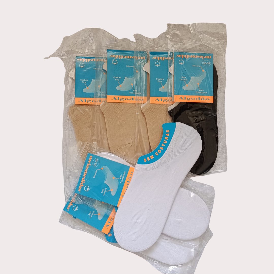 Pack 7 Meias Invisíveis sem Costuras Tam: 35-39 1