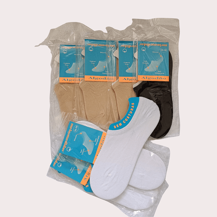 Pack 7 Meias Invisíveis sem Costuras Tam: 35-39 1