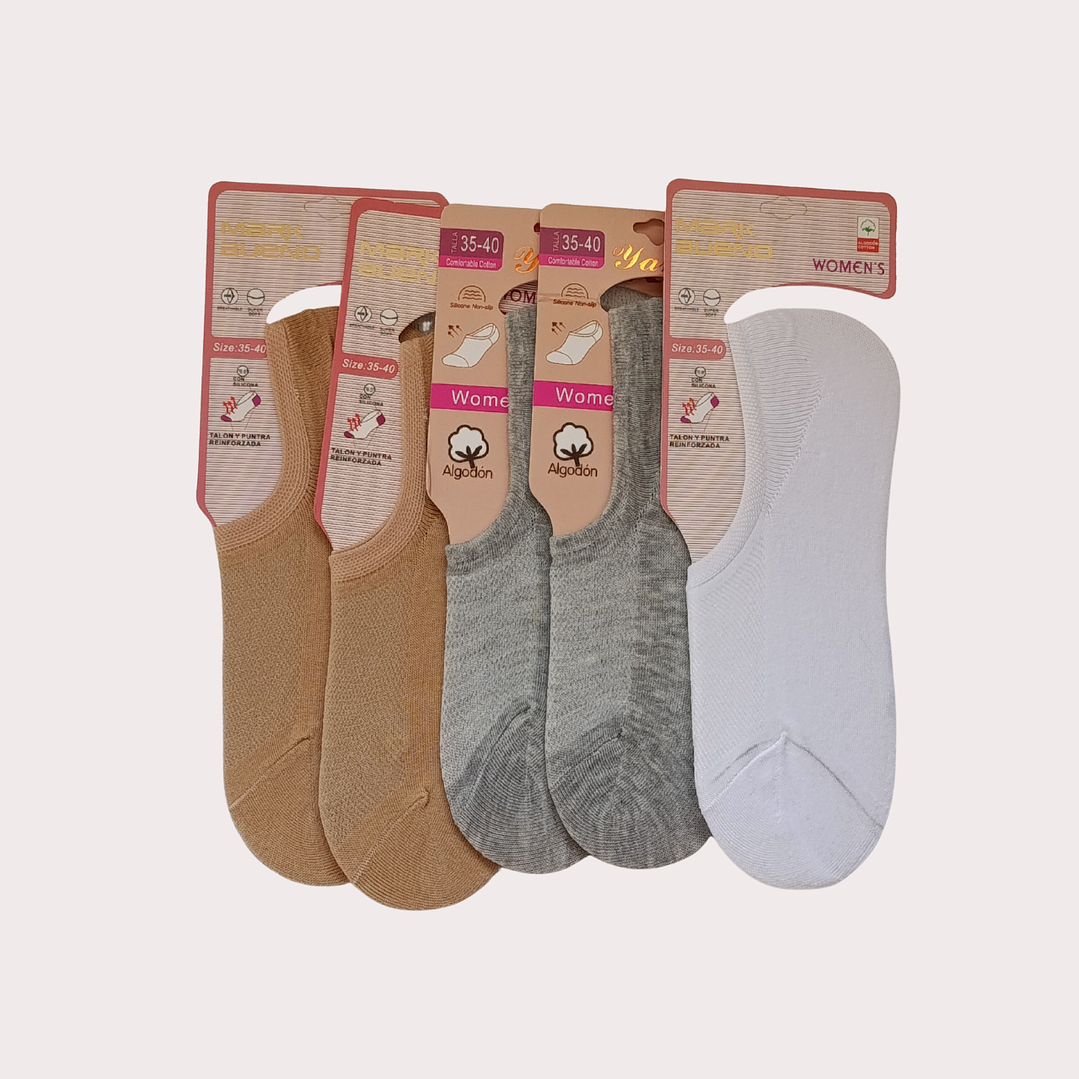 Pack 5 Meias Invisíveis Tam: 35-40 Respiráveis com Silicone Tam: 35-40 1
