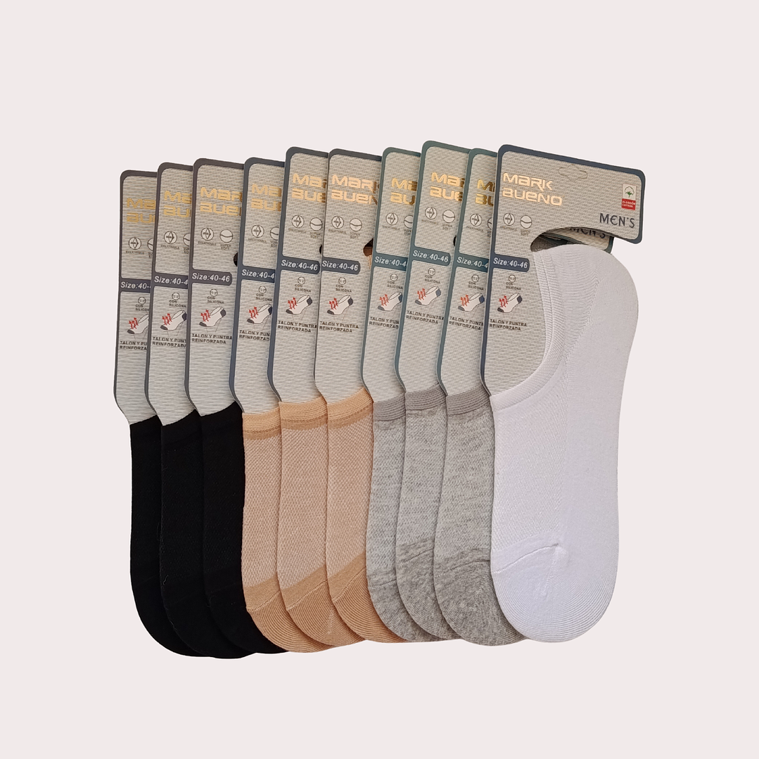 Pack 10 Meias Invisíveis Tam: 40-46 Respiráveis com Silicone 1