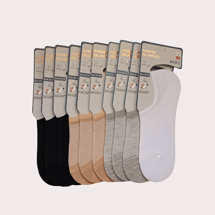 Pack 10 Meias Invisíveis Tam: 40-46 Respiráveis com Silicone 1