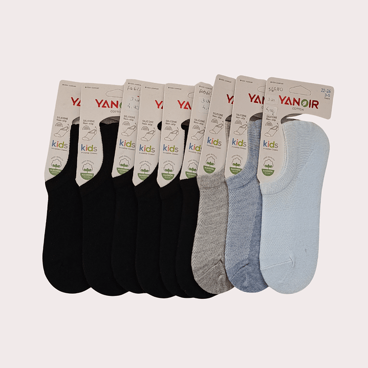 Pack 9 Meias Invisíveis Tam: 22-26 Respiráveis com Silicone Criança 1