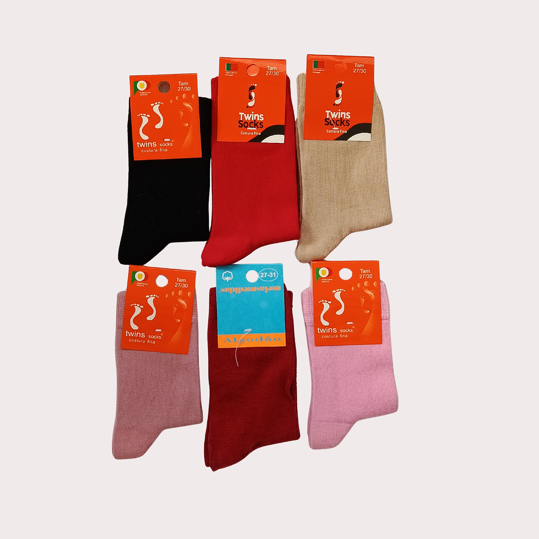 Pack 6 Meias de Algodão Tam: 27-30 Cano Médio 1