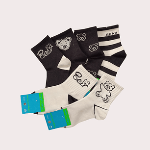 Pack 6 Meias de Algodão Tam: 27-30 Cano Médio Ursos