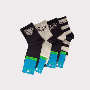 Pack 4 Meias de Algodão Tam: 31-34 Cano Médio Ursos