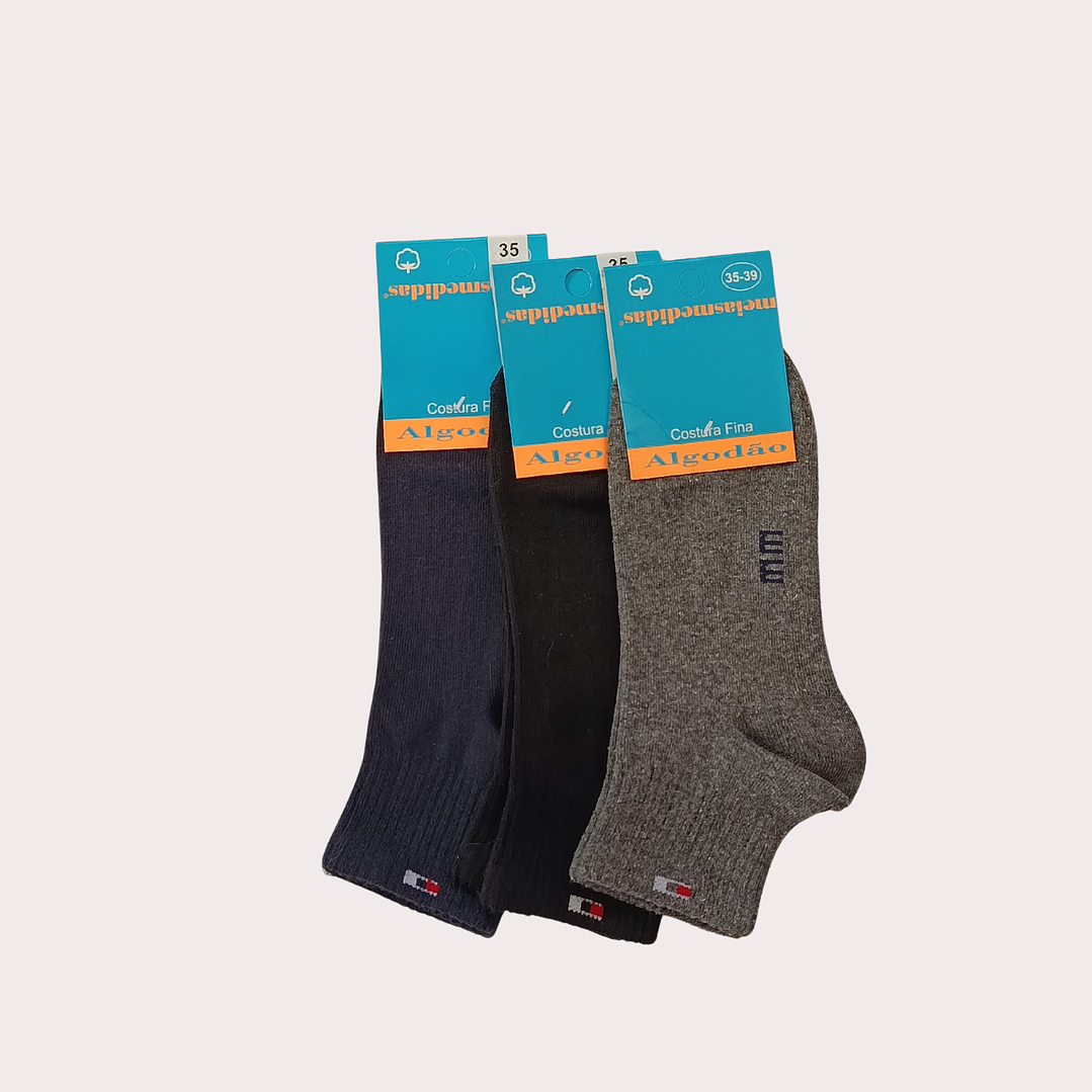Pack 3 Meias Algodão Tam: 35-39 Adulto 1