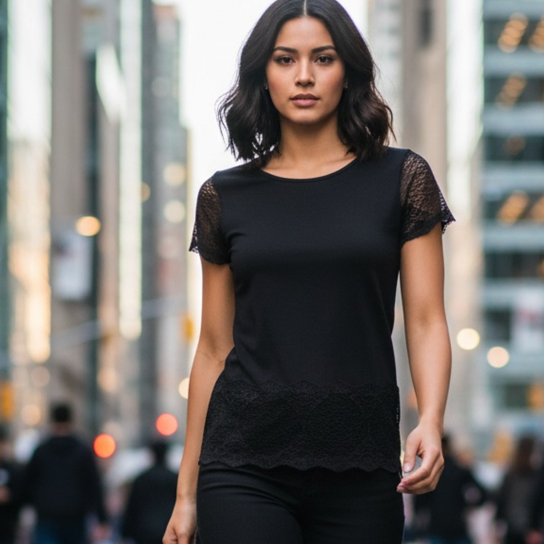 Camisola Algodão com Renda Tam: S 1