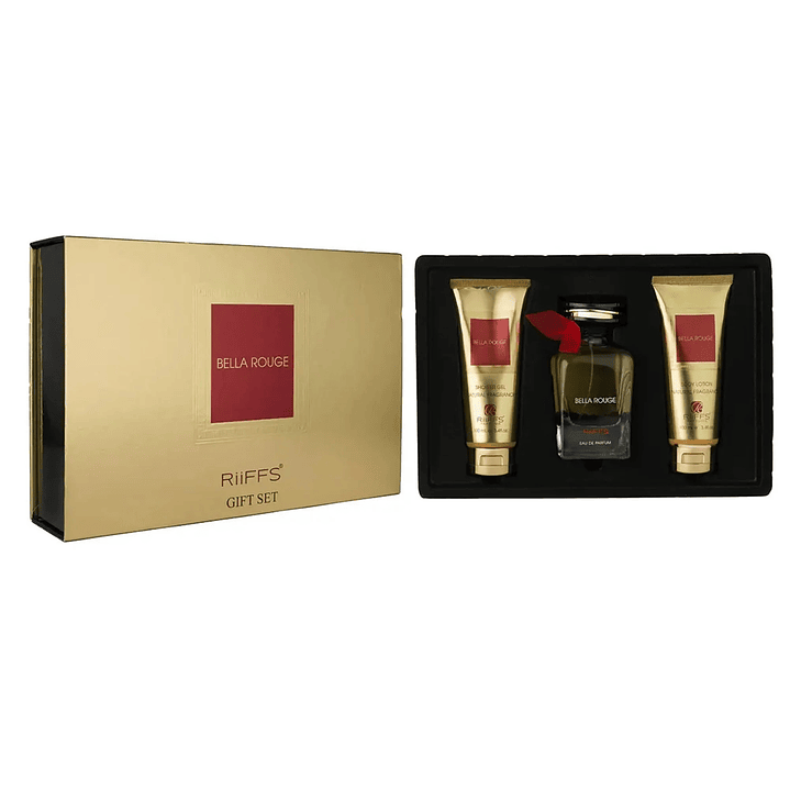 RIIFFS ESTUCHE  BELLA ROUGE EDP 100 ML +100 ML BODY LOCION + 100 ML SHOWER GEL MUJER 1