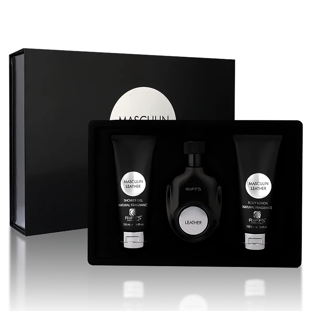 RIIFFS ESTUCHE MASCULIN LEATHER EDP 100 ML+100 ML SHOWER GEL +100 ML BODY LOTION 1