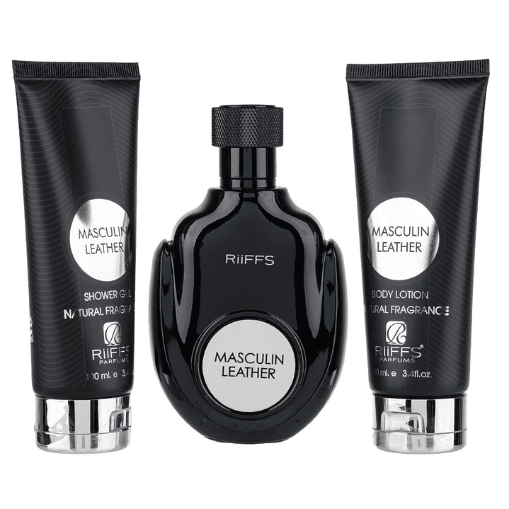 RIIFFS ESTUCHE MASCULIN LEATHER EDP 100 ML+100 ML SHOWER GEL +100 ML BODY LOTION 3