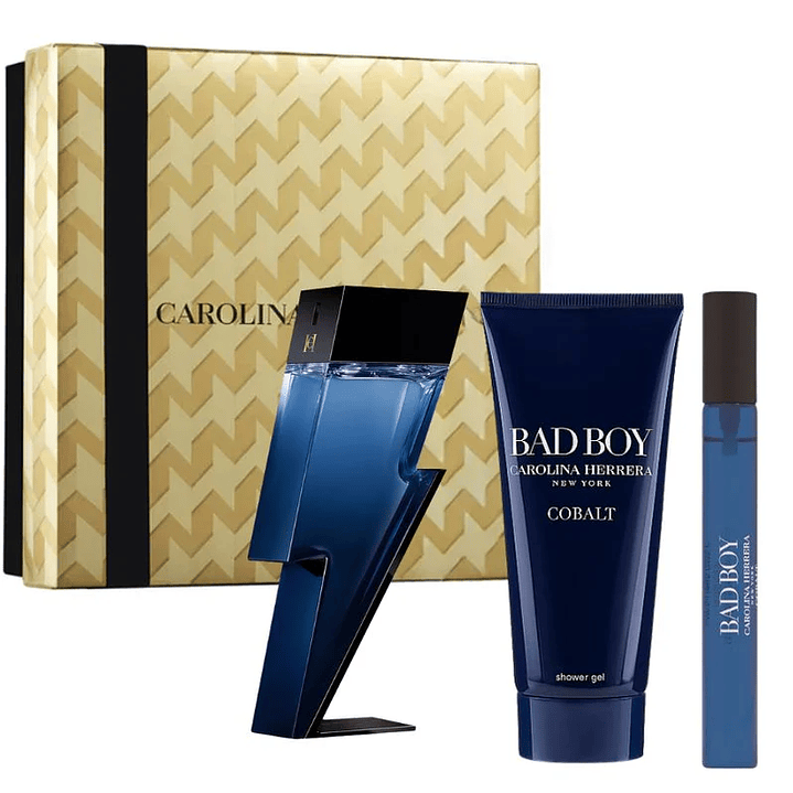 ESTUCHE CAROLINA HERRERA BAD BOY COBALT EDP 100 ML +10 ML +100 ML GEL DE DUCHA 1