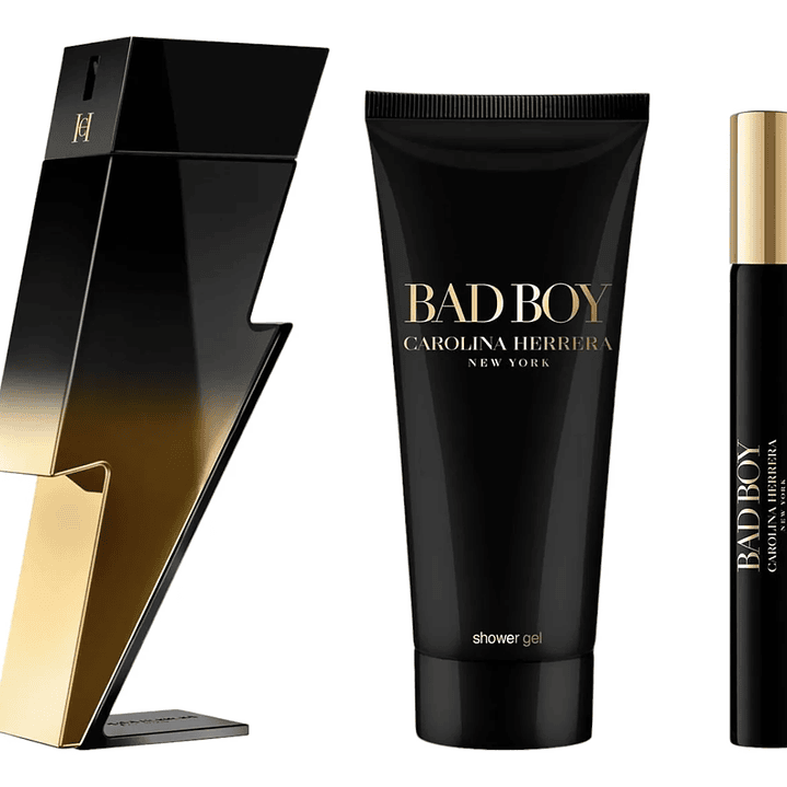 ESTUCHE CAROLINA HERRERA BAD BOY EXTREME EDP HOMBRE 100  ML+10 ML +100 ML GEL DE DUCHA 2
