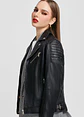 CASACA ESTILO BIKER EN CUERO COLOR ENTERO Style - Miniatura 1