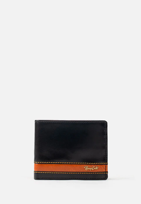 Exclusive BILLETERA DE ESTILO CASUAL EN CUERO ITALIANO Y DETALLES EN CONTRASTE