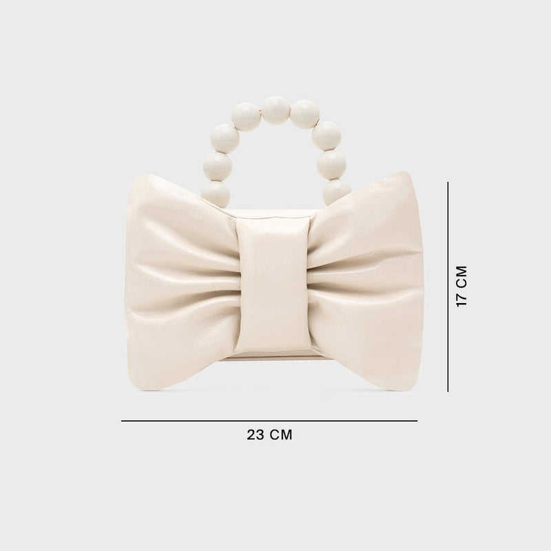 NAILA BEADED BOW BAG HUESO 5