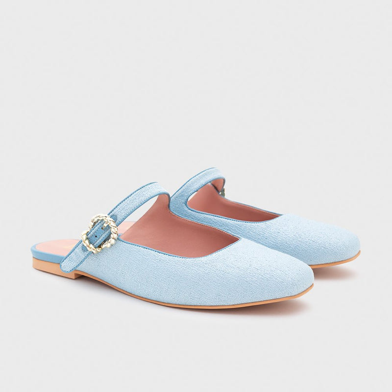 KENZA MULE FLAT CELESTE 4