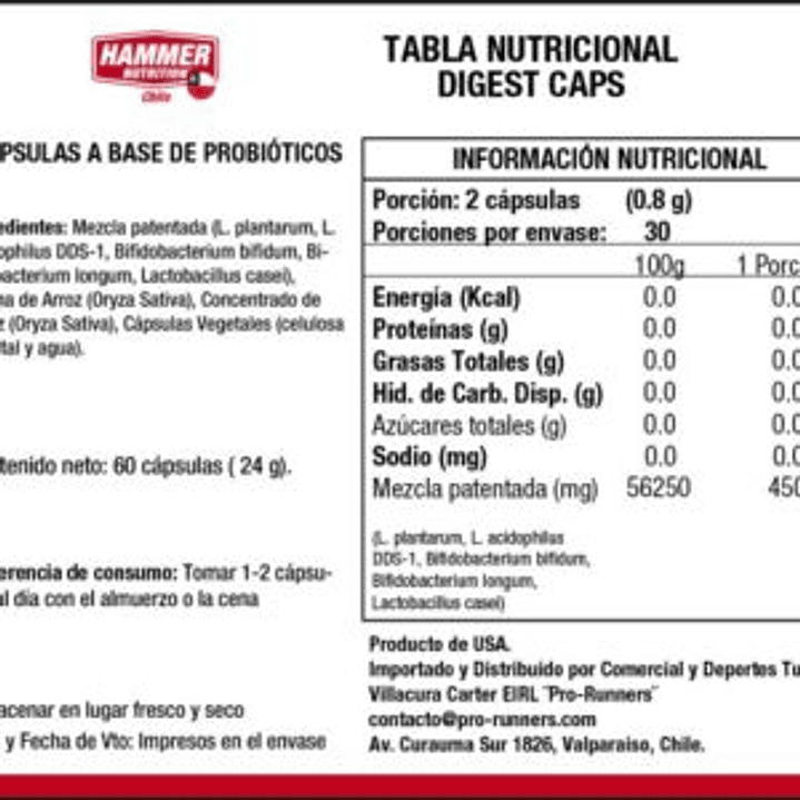 PROBIOTICO – DIGEST CAPS – HAMMER NUTRITION 2