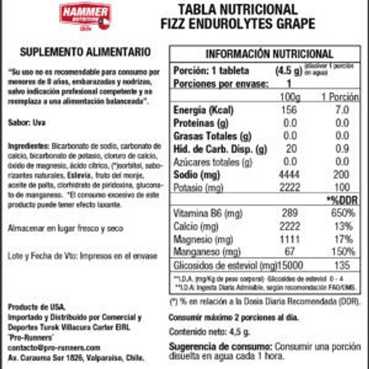 Electrolitos – Endurolytes Fizz® Tableta Individual – HAMMER NUTRITION 2