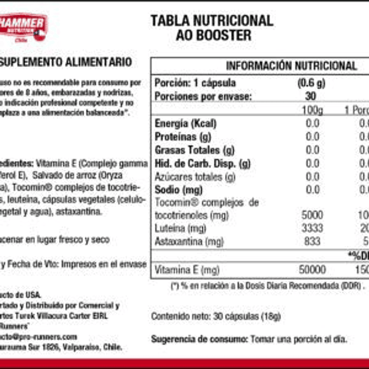 AO BOOSTER – ANTIOXIDANTES Y NUTRITIENTES – HAMMER NUTRITION 2