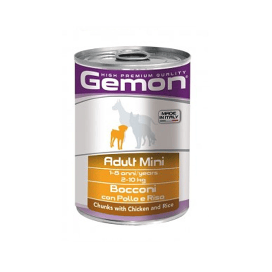 Gemon Lata Perro Adulto Raza Pequeña Pollo & Arroz 415grs. alimento húmedo para perros