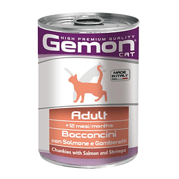 GEMON Lata gatos adulto Salmon y camarón 415grs. alimento húmedo para gatos