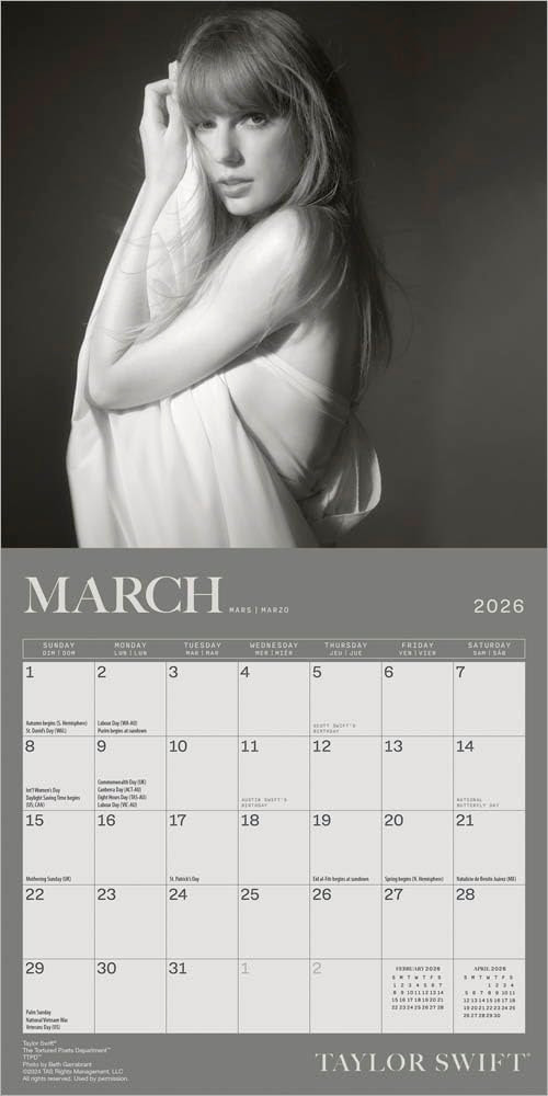 CALENDARIO DE PARED 2026 TS (35x18cm) TTPD