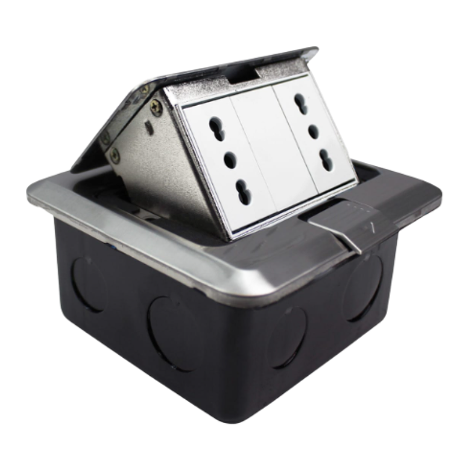Caja De Piso Pop-Up Metálica 2 Enchufes 10/12a Stanford  1